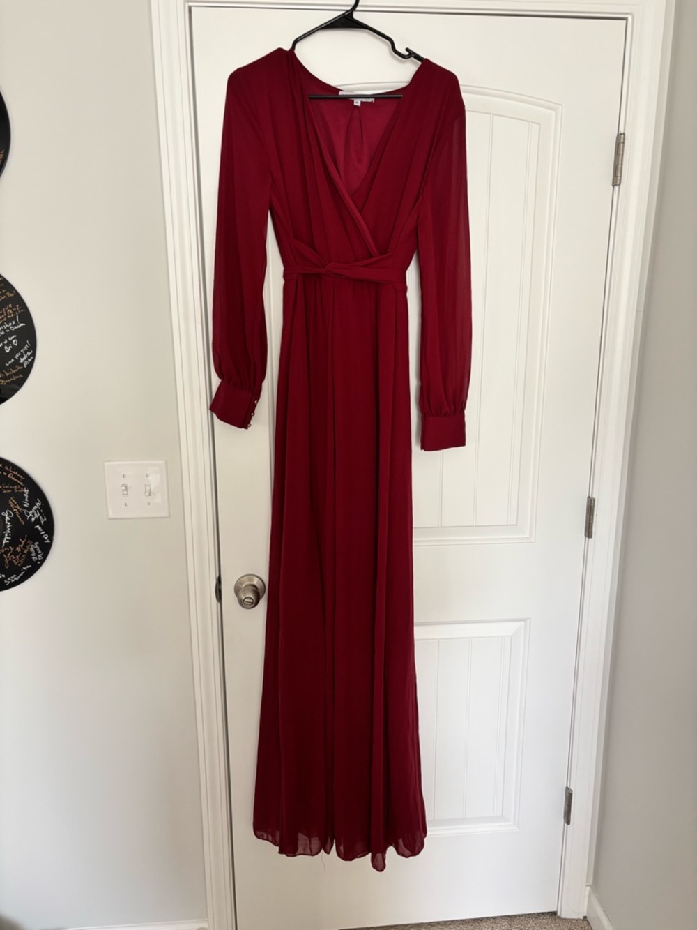 Baltic Born Burgundy Long Sleeve Wrap Maxi Dress